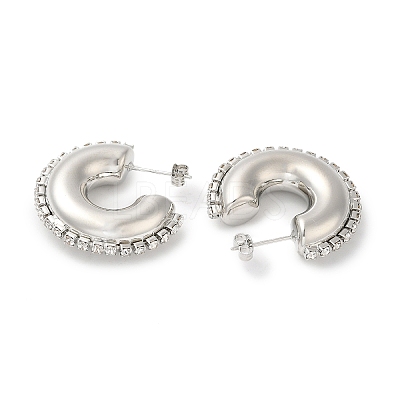 Rack Plating Brass Donut Stud Earrings EJEW-D073-06P-1