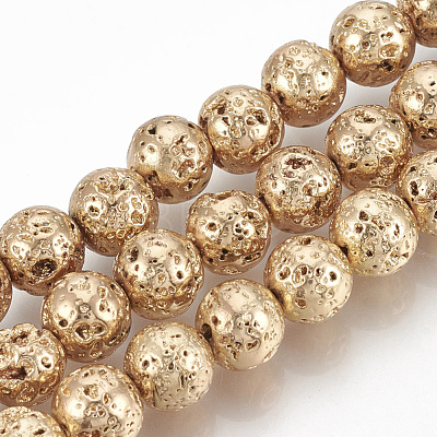 Electroplated Natural Lava Rock Beads Strands G-T061-55B-4mm-1