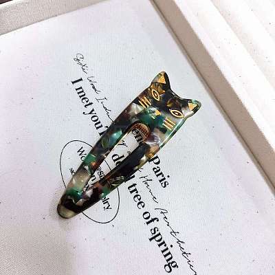 Cat Shape Cellulose Acetate(Resin) Alligator Hair Clips PW-WGA8C03-08-1