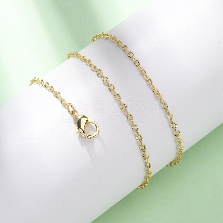 Brass Textured Cable Chain Necklaces MAK-L045-06G-1