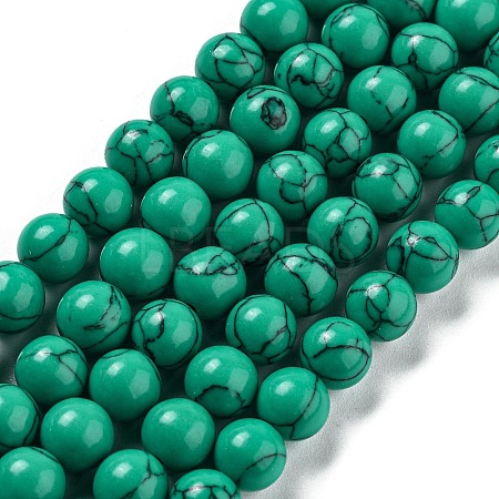 Synthetical Turquoise Gemstone Round Bead Strands TURQ-R035-8mm-02-1