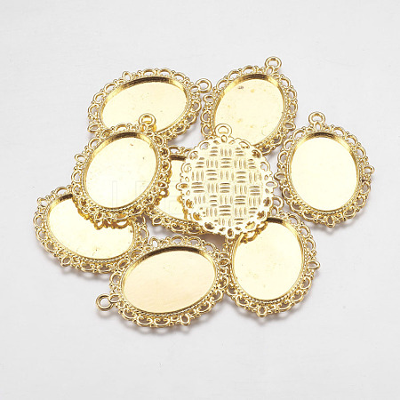 Zinc Alloy Pendant Settings for Cabochon & Rhinestone PALLOY-A15257-G-NR-1