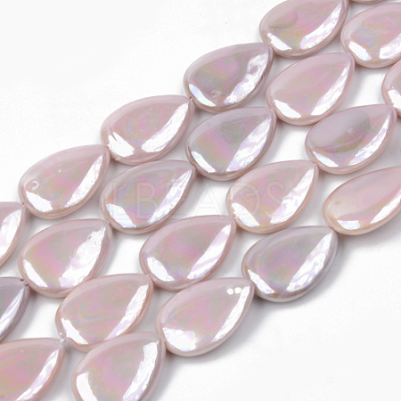Electroplate Natural Freshwater Shell Beads Strands X-SHEL-R049-026A-1
