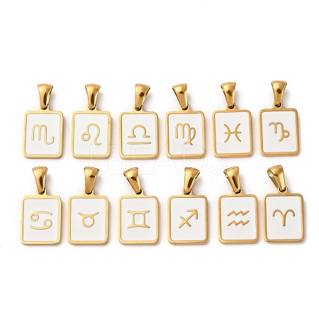 304 Stainless Steel Enamel Pendants STAS-I353-06G-B-1