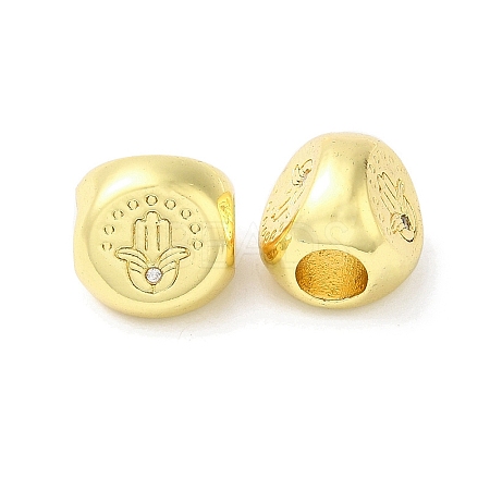 Rack Plating Brass Micro Pave Cubic Zirconia European Beads KK-F854-02G-04-1