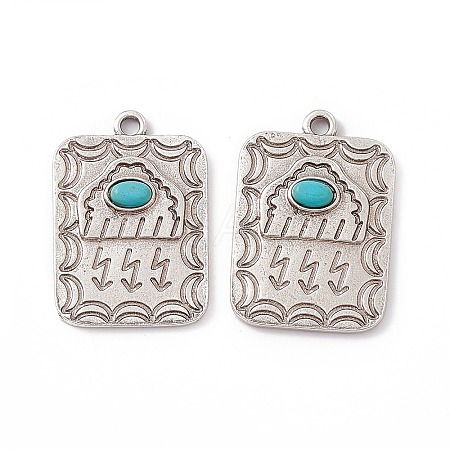 Synthetic Turquoise Pendants PALLOY-D013-13AS-1
