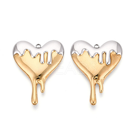 304 Stainless Steel Melting Heart Pendants STAS-T073-73GP-1