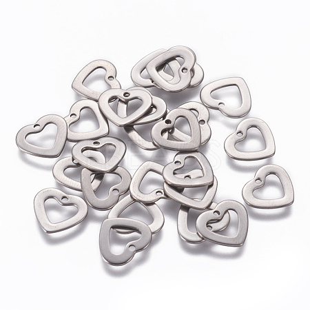 201 Stainless Steel Open Heart Charms STAS-L234-068P-1