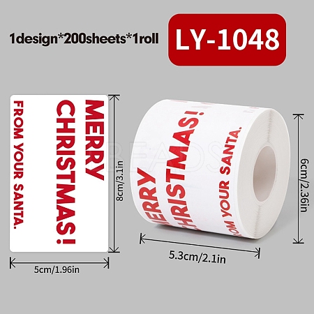 200Pcs Christmas Theme Paper Self-Adhesive Stickers DIY-M070-02E-1