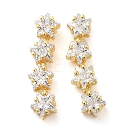 Brass Micro Pave Cubic Zirconia Stud Earrings EJEW-H103-14G-1