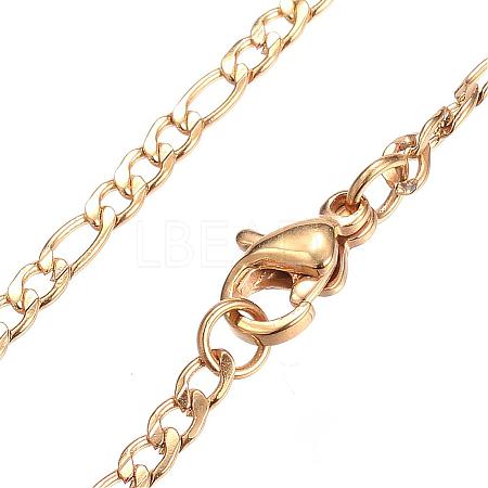 304 Stainless Steel Figaro Chain Necklaces STAS-F034-06G-1