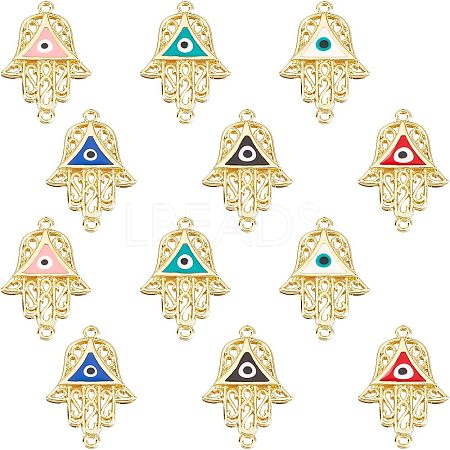 12Pcs 6 Colors Brass Enamel Links Connectors KK-NB0001-40-1