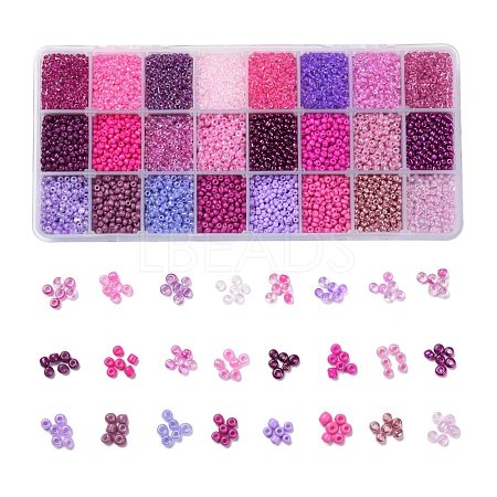 Purple Series 600G 24 Colors Glass Seed Beads SEED-JP0008-06-3mm-1