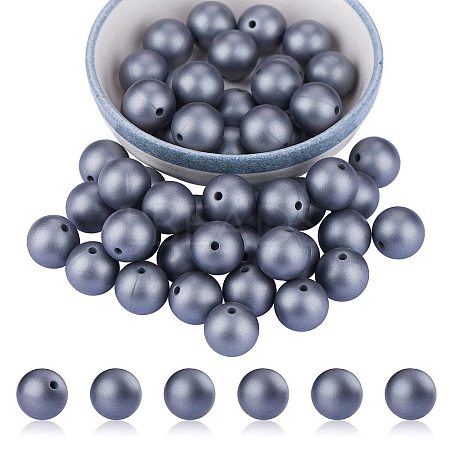 50Pcs Silicone Beads Round Rubber Beads 15MM Loose Spacer Beads for DIY Supplies Jewelry Keychain Making JX474A-1