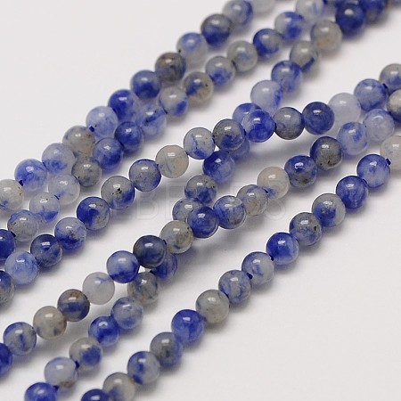 Natural Gemstone Blue Spot Jasper Round Beads Strands G-A130-3mm-21-1