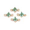 Brass Pave Glass Rhombus Links Connector Charms GLAA-Q088-001B-1