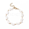 Natural Shell Moon Link Chain Bracelet BJEW-C015-01G-1