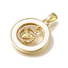 Brass Micro Pave Clear Cubic Zirconia with White Enamel Pendants CU-CBAA556-08A-2