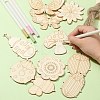 60Pcs 10 Style Spring theme Butterfly/Ladybird/Flower Unfinished Wood Pieces DIY-CJC0012-01-6