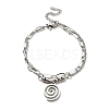 304 Stainless Steel Paperclip & Cable Chains Double Layer Multi-strand Bracelet with Charm for Women BJEW-C025-07P-2