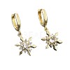 Brass Micro Pave Cubic Zirconia Snowflake Hoop Dangle Earrings for Women WGD9903-01-4