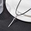 Alloy Sword Pendant Necklace with Waxed Cords X-NJEW-JN04473-2