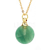Natural Green Aventurine Flat Round Perfume Bottle Pendant Necklaces PW-WGD45C6-03-1