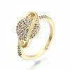Brass Micro Pave Clear Cubic Zirconia Cuff Rings RJEW-S045-016G-NR-1