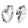 2Pcs 2 Style Alloy Snake with Rose Open Cuff Rings Set JR932A-3