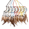 Chicken Feather Handmade Woven Net/Web with Feather Big Pendants AJEW-S080-006-1
