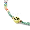 Acrylic Smiling Face & Seed Beaded Stretch Bracelet BJEW-JB09490-4