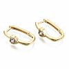 Brass Micro Pave Clear Cubic Zirconia Huggie Hoop Earring EJEW-T046-16G-NF-3