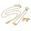 Rectangle 304 Stainless Steel Pendant Necklaces & Bracelets & Stud Earrings Sets for Women SJEW-C004-07G-1