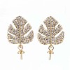 Brass Micro Pave Clear Cubic Zirconia Stud Earring Findings KK-Q764-033-1