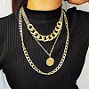 Alloy Disc Pendant 3 Layer Necklaces for Women FS-WGAC560-01-1