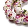 Handmade Flower Printed Porcelain Ceramic Beads Strands PORC-J006-C04-3