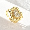 Brass Micro Pave Cubic Zirconia Cuff Open Rings for Women CU-CBA760A-13A-G-2