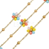 Glass & 304 Stainless Steel Cable Chain Beaded Chains SA-CBAD321-03B-1