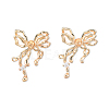Brass Pave Clear Cubic Zirconia Stud Earring Findings KK-N232-438LG-A-2
