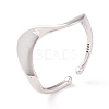 925 Sterling Silver Plain Cuff Ring for Girl Women RJEW-C008-06P-3