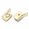 Brass Micro Pave Clear Cubic Zirconia Pendants for Teachers' Day X-ZIRC-S067-217-NF-2