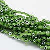 Handmade Evil Eye Lampwork Flat Round Bead Strands LAMP-L058-12mm-02-1