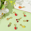 9Pcs 9 Styles Brass Enamel Fruit European Dangle Charms OPDL-BBC0001-04G-7