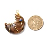 Natural Tiger Eye Copper Wire Wrapped Pendants PALLOY-JF01639-02-2