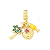 Brass Pave Camellia Cubic Zirconia European Dangle Charms KK-F904-12G-1