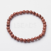 Synthetic Goldstone Round Beaded Stretch Bracelets BJEW-F202-01-1