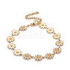 Enamel Daisy Link Chains Bracelet BJEW-P271-01G-2