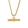 304 Stainless Steel Rhinestone T Bar Pendant Necklaces for Women WGEAECE-02-1