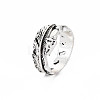 Feather Wrap Alloy Open Cuff Ring for Women RJEW-N029-101-3