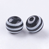 Round Striped Resin Beads RESI-R158-6mm-11-2